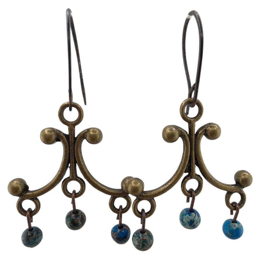 Artisan Handcrafted Sodalite Metal Dangle Earrings